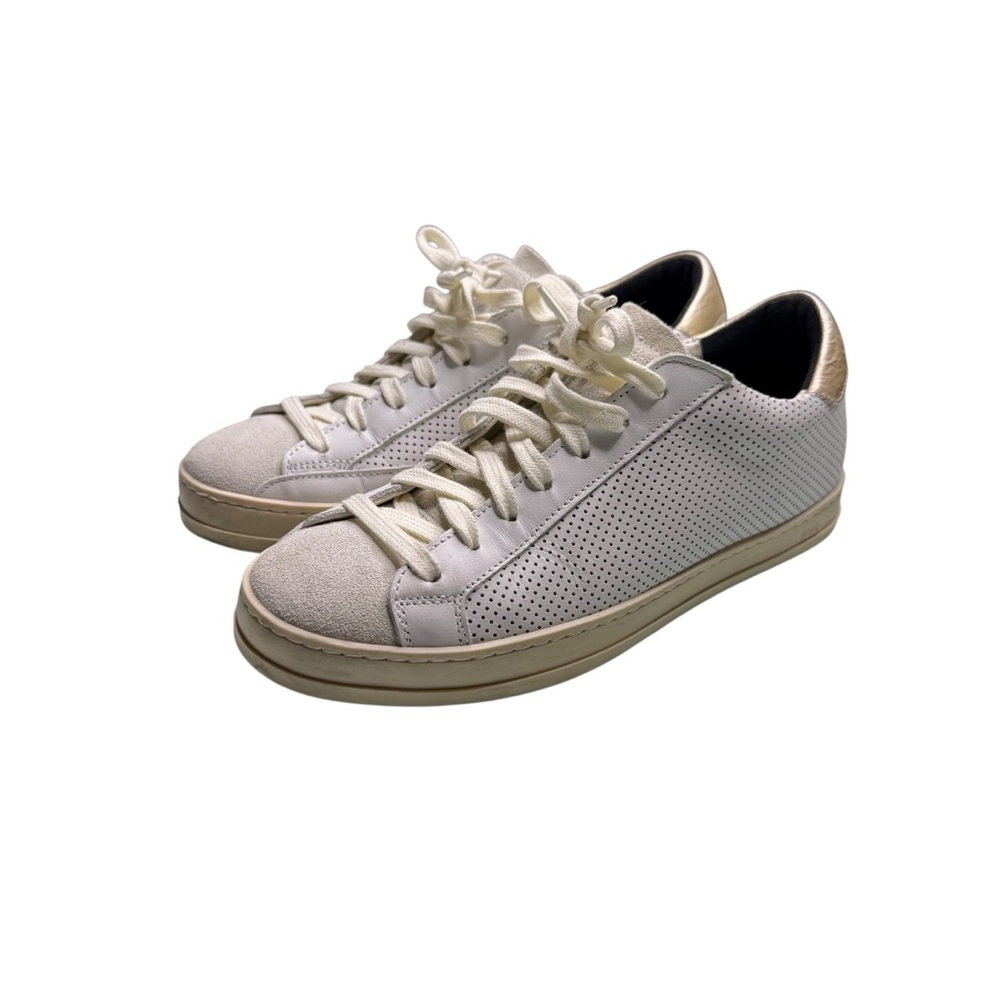 P448 Johnre Leather Cream Beige Lace Up Casual Sneakers Casual Neutral Clean